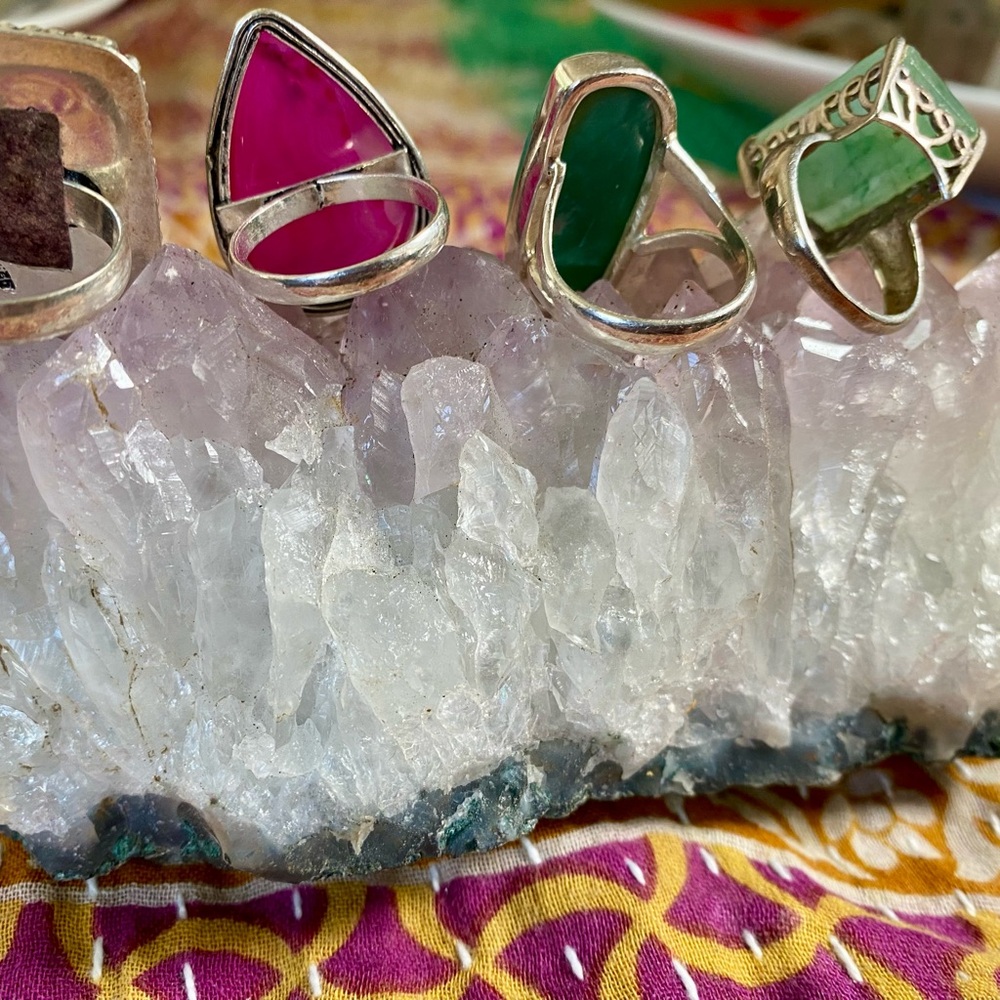 Elegant Multi-Stone Silver Ring Set - image 6